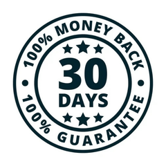 100% money back, 30 days guarantee